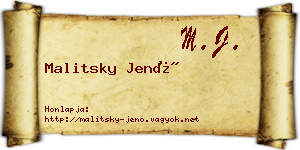 Malitsky Jenő névjegykártya